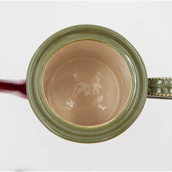 Christmas Ceramic Coffee Tea Pot Deer Finial Silent Night Verse 11 Inch Red - Picture 7 of 11